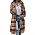 thumbnail image 1 of UAMVSH Womens Long Jacket Long Sleeve Plaid Hooded Coats Fashion Casual Button Down Warm Winter Outwear with Pockets, 1 of 6