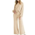 thumbnail image 1 of UAMVSH Womens Lounge Set 2 Piece Oversized Long Sleeve Tops Wide Leg Pants Matching Set Dressy Casual Crewneck Work Office Outfits, 1 of 7