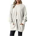 thumbnail image 1 of UAMVSH Womens Oversized Cardigans Open Front Knit Sweater Dressy Casual Drop Shoulder Long Sleeve Jacket with Pockets, 1 of 6