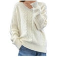 thumbnail image 1 of UAMVSH Womens Oversized Sweater Casual Cable Knit V Neck Knit Pullover Comfy Soft Long Sleeve Jumper Tops Trendy Clothes, 1 of 6