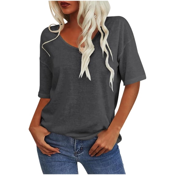 UAMVSH Womens Oversized T Shirts Plus Size Short Sleeve Summer Tops Classic Casual Crewneck Soft Loose Fit Basic Tees
