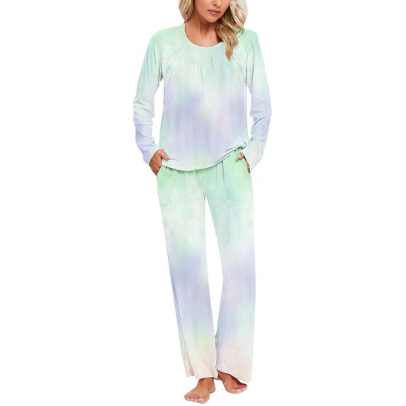 UAMVSH Womens Pajama Sets Trendy Spring Fall Long Sleeve Lounge Set Two Piece Soft Pjs Sleepwear