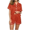 thumbnail image 1 of UAMVSH Womens Pajamas Set Comfy Short Sleeve Sleepwear Button Down Shirts Matching Shorts Pj Set Turndown Collar Loungewear, 1 of 4