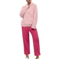 thumbnail image 1 of UAMVSH Womens Plus Size 2 Piece Pajama Outfits Warm Fuzzy Fleece Lounge Sets Pockets Pullover Hoodies Pants Comfy Long Sleeve Sleepwear(3X-LargePink 2), 1 of 7