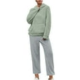 thumbnail image 1 of UAMVSH Womens Plus Size 2 Piece Pajama Outfits Warm Fuzzy Fleece Lounge Sets Pockets Pullover Hoodies Pants Comfy Long Sleeve Sleepwear(LargeGreen 1), 1 of 5