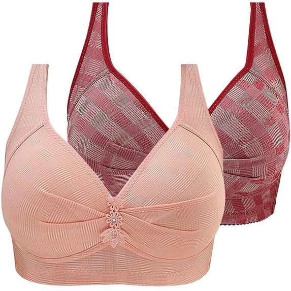 UAMVSH Womens Plus Size Bras No Underwire Push up Bra Seamless Full Coverage Everyday Bras 2 Pack
