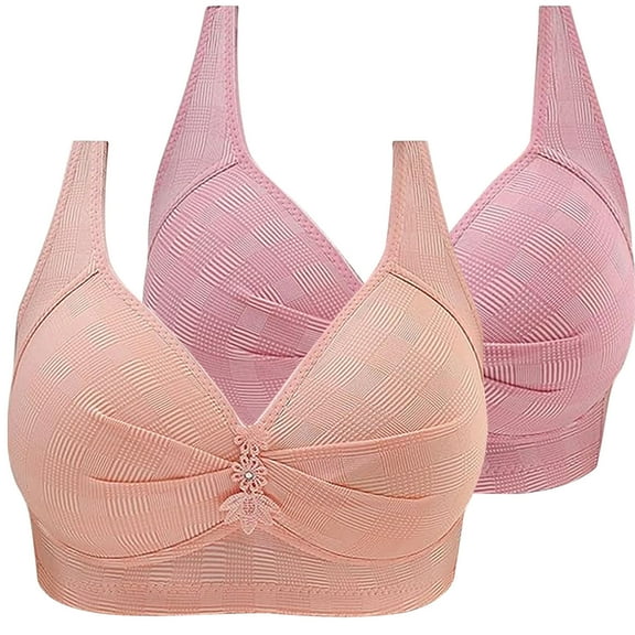 UAMVSH Womens Plus Size Bras No Underwire Push up Bra Seamless Full Coverage Everyday Bras 2 Pack