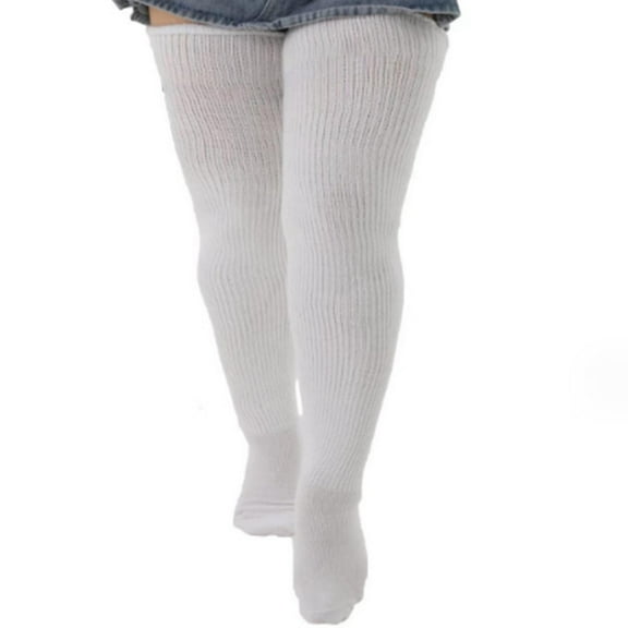 UAMVSH Womens Plus Size Thigh High Socks Knit over Knee Stockings Leg Warmers Solid Warmer Stockings