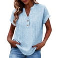 thumbnail image 1 of UAMVSH Womens Plus Size Tops Button V Neck Short Sleeve Shirts Hollow Out Eyelet Embroidered Casual Blouses Breathable Trendy Clothes, 1 of 7