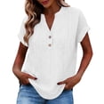 thumbnail image 1 of UAMVSH Womens Plus Size Tops Button V Neck Short Sleeve Shirts Hollow Out Eyelet Embroidered Casual Blouses Breathable Trendy Clothes, 1 of 7