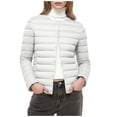 thumbnail image 1 of UAMVSH Womens Puffer Jacket Lightweight Casual Button Down Warm Coats Comfy Soft Long Sleeve Cropped Outwear Winter Clothing, 1 of 6