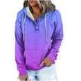 thumbnail image 1 of UAMVSH Womens Pullover Hoodie with Pockets Fashionable Gradient Color Sweatshirts Casual Printed Button Long Sleeve Tops(Small,Light Blue 2), 1 of 5