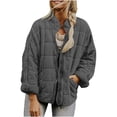 thumbnail image 1 of UAMVSH Womens Quilted Jackets Textured Zip Up Winter Coat Casual Stand Collar Long Sleeve Warm Outerwear with Pockets, 1 of 7