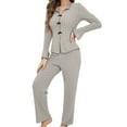 thumbnail image 1 of UAMVSH Womens Ribbed Knit Lounge Set Long Sleeve Top and Long Pants Sleepwear Pajama Set Two Piece Nightwear, 1 of 7