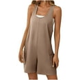 thumbnail image 1 of UAMVSH Womens Rompers for Summer Sleeveless Scoop Neck Jumpsuit Wide Strap Casual Backless Short Onesie Clothes with Pockets, 1 of 5