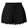 thumbnail image 1 of UAMVSH Womens Shorts Casual Lace Trim Plus Size Soft Shorts Summer Classic Elastic Waist Drawstring Shorts with Pockets, 1 of 7