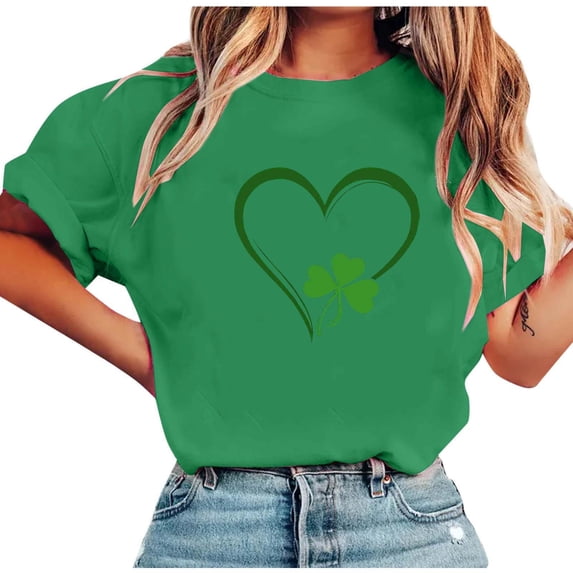 UAMVSH Womens St Patricks Day Shirt Festival Print Short Sleeve T-Shirt Fashion Casual Crewneck Tops Gifts for Women S-XXL