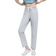 thumbnail image 1 of UAMVSH Womens Straight Leg Pants with Pockets Soft Lightweight Pants Casual Solid Color Drawstring Running Athletic Pants(XX-Large,Gray), 1 of 4