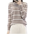 thumbnail image 1 of UAMVSH Womens Striped Sweater Crew Neck Long Sleeve Casual Knitted Pullover Tops Fashion Fall Outfits Ladies Dressy Sweaters(X-Large,Khaki), 1 of 3