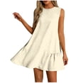 thumbnail image 1 of UAMVSH Womens Summer Dresses Fashion Polka Dot Print Sleeveless Mini Dress Casual Crewneck Pleated Flowy Sundress Travel Outfits, 1 of 7