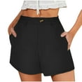 thumbnail image 1 of UAMVSH Womens Summer High Waist Cotton Linen Shorts Roll up Pleated Wide Leg Shorts with Pockets, 1 of 7