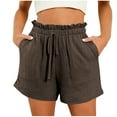 thumbnail image 1 of UAMVSH Summer Shorts for Women Vacation Comfy High Waist Ladies Trendy Shorts Baggy Drawstring Beach Shorts with Pockets(Medium,Coffee), 1 of 6