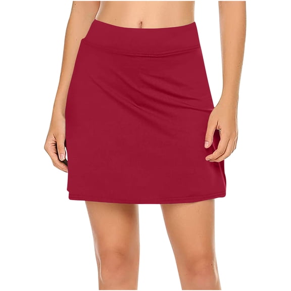 UAMVSH Womens Summer Tennis Skirts Trendy Running Workout Skirt Built-In Shorts Solid Athletic Skorts