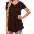 thumbnail image 1 of UAMVSH Womens Summer Tops Dressy Casual Short Sleeve V Neck T Shirts Loose Pleated Tunic Blouses, 1 of 6