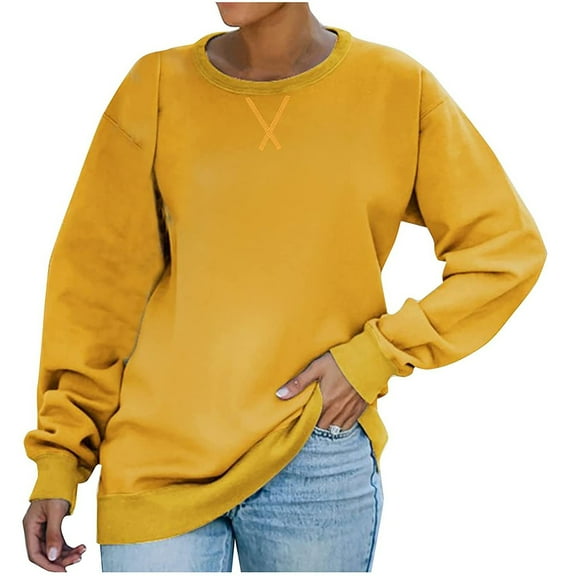UAMVSH Womens Sweatshirts No Hood Cute Crewneck Pullover Tops Casual Loose Fit Long Sleeve Tunic Tops Classic Fall Outfits