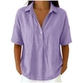 thumbnail image 1 of UAMVSH Womens T Shirts Loose Pleated Button Up Short Sleeve Tunic Tops Business Casual Collared Work Blouses Summer Outfits, 1 of 7