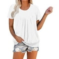 thumbnail image 1 of UAMVSH Womens T Shirts Short Sleeve Pleated Dressy Casual Scoop Neck Fashion Summer Tops Blouses, 1 of 7