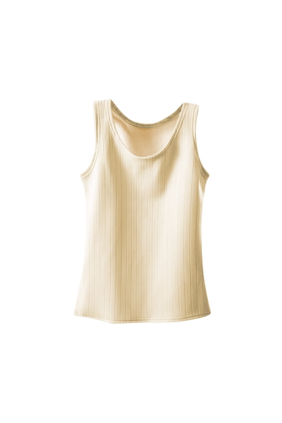 Womens Thermal Tank Tops Sleeveless Warm Fleece Lined Underwear Vest Ribbed Knit Tank Top for Cold Weather