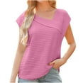 thumbnail image 1 of UAMVSH Womens Tops Dressy Casual Cap Sleeve Asymmetrical V Neck Work Shirts Trendy Summer Blouses, 1 of 4