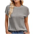 thumbnail image 1 of UAMVSH Womens Trendy Cap Sleeve Tops Loose Fit Crew Neck Sweaters Soft Knitted Tops Casual Solid Color Fall Pullover Fashion Outfits(X-Large,Gray), 1 of 7