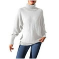 thumbnail image 1 of UAMVSH Womens Turtleneck Sweaters Casual Long Sleeve Pullover Sweaters Solid Color Loose Fit Knitted Tops Fall Winter Outfits(Small,White), 1 of 5