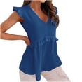 thumbnail image 1 of UAMVSH Womens V Neck Babydoll Blouses Summer Casual Ruffle Sleeveless Tops Loose Dressy Elegant Tank Top, 1 of 7
