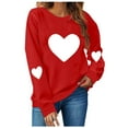 thumbnail image 1 of UAMVSH Womens Valentine's Day Sweatshirts Cute Heart Graphic Crew Neck Pullover Classic Casual Long Sleeve Tops Ladies Trendy Clothes(X-Large,Red), 1 of 2