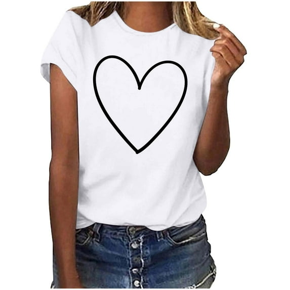 UAMVSH Womens Valentines Day Shirts Print Short Sleeve Graphic Tees Lightweight Casual Soft Crewneck Cute Tops Festival Outfits