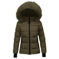 thumbnail image 1 of UAMVSH Womens Warm Winter Puffer Jackets Trendy Zipper Hooded Coats Thicken down Quilted Outerwear Basic Long Sleeve Hoodie with Pockets(3X-Large,Coffee), 1 of 6