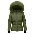 thumbnail image 1 of UAMVSH Womens Warm Winter Puffer Jackets Trendy Zipper Hooded Coats Thicken down Quilted Outerwear Basic Long Sleeve Hoodie with Pockets(X-Large,Army Green 1), 1 of 4