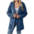 thumbnail image 1 of UAMVSH Womens Winter Coats Fuzzy Long Sleeve Fleece Jacket Comfy Soft Zip Up Hooded Warm Outwear with Pockets Trendy Casual Outfits, 1 of 7