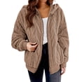 thumbnail image 1 of UAMVSH Womens Winter Jacket Fleece Long Sleeve Zip Up Hooded Coat Comfy Soft Textured Warm Outwear Fashion Clothes, 1 of 7