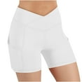 thumbnail image 1 of UAMVSH Womens Workout Shorts V Crossover Stretchy High Waisted Yoga Shorts Lightweight Running Gym Shorts with Pockets, 1 of 7