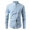 thumbnail image 1 of UAMVSH Work Shirts for Men Casual Mock Neck Long Sleeve Dressy Tshirts Lightweight Button down Business Office Lounge Tops with Pockets(Medium,Light Blue), 1 of 3