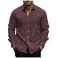 thumbnail image 1 of UAMVSH Work Shirts for Men Casual Button down Business Dressy T-Shirts Lightweight Long Sleeve Lapel Collar Office Formal Lounge Tops(Small,Brown 1), 1 of 5