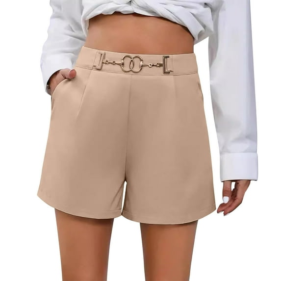 UAMVSH Work Shorts for Women Trendy Ladies Side Zipper Business Casual Shorts Comfortable High Waist Office Shorts with Pockets