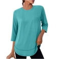 thumbnail image 1 of UAMVSH Workout Tops for Women 3/4 Sleeve Crewneck Tees Lightweight Casual Soft Curved Hem Athletic Yoga Shirts for Spring Summer, 1 of 6