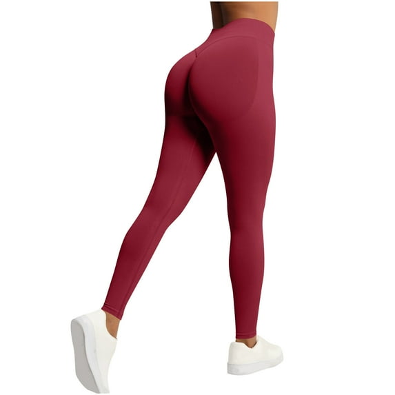 UAMVSH Yoga Pants for Women Soft Slimming Running Athletic Leggings Skinny Butt Lifting Stretchy High Waist Gym Workout Pants(Small,Wine 1)