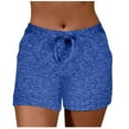 thumbnail image 1 of UAMVSH Yoga Shorts for Women Summer Beach Vacation Casual Athletic Shorts Mid Waist Workout Drawstring Sweat Shorts with Pockets, 1 of 7