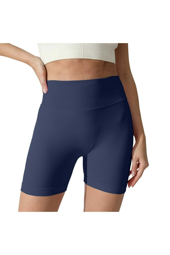 Yoga Shorts for Women Trendy Ribbed Knitted Gym Workout Running Shorts Butt Lifting High Waist Athletic Biker Shorts